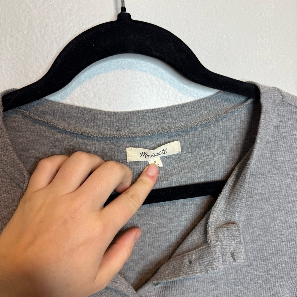 Madewell Gray Long-Sleeve Ribbed Henley Bodysuit - Picture 4 of 12